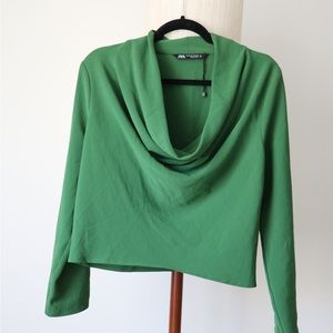 Green cowl long sleeve top XS